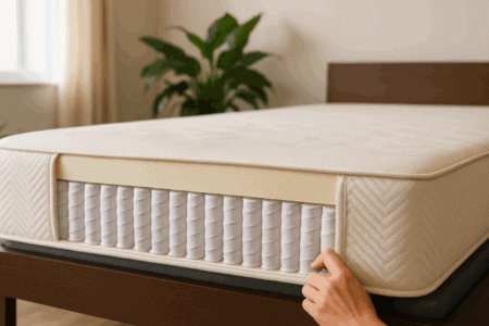Luxurious mattress with adjustable firmness and supportive layers for a restful sleep, ideal for mattress shoppers and sleep comfort seekers.