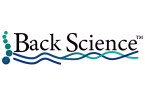 Back Science logo with water waves and bubbles, representing spinal health and mattress science, in blue and green colors for better sleep and mattress support.