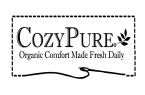 Organic mattress company logo for CozyPure, specializing in organic comfort and fresh, natural bedding options.