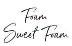 Foam Sweet Foam mattress logo with black handwritten style font on white background.
