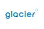 Glacier logo with blue text and circular design for mattress and sleep support solutions.